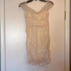 Sequin Corset Dress in cream